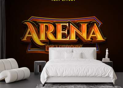 fantasy golden arena of heroes medieval rpg game logo text effect with frame border Wall mural