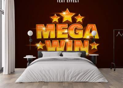 golden mega win banner with triple star text effect Wall mural