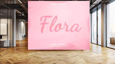 pink flora elegant watercolor text effect Wall mural