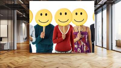 business people with emoticon Wall mural