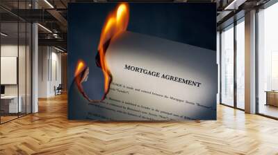 Mortgage Agreement Contract Burning On Fire Wall mural