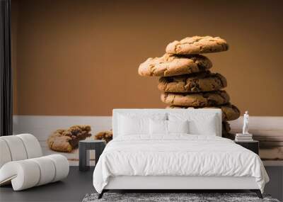 chocolate chip cookies on table Wall mural