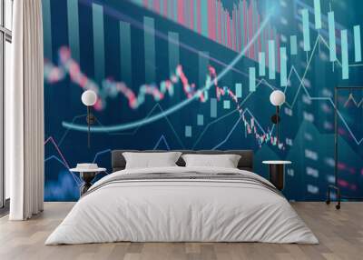 Financial stock market graph. Stock Exchange. Selective focus. Wall mural