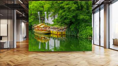 OSAKA, JAPAN - MAY 24, 2015: Boat on the Kyu-Yodo River. Wall mural