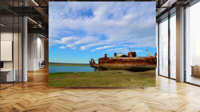 old fishing boat on beach Wall mural