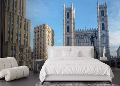 Basilica of Notre-Dame of Montreal and Place d'Armes - Montreal, Quebec, Canada Wall mural