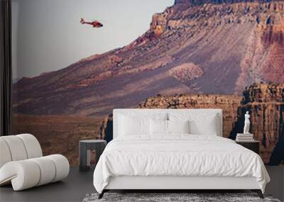 Helicopter flying over Grand Canyon West Rim - Arizona, USA Wall mural