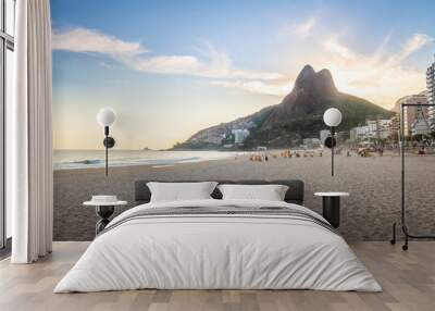 Leblon Beach and Two Brothers (Dois Irmaos) Mountain - Rio de Janeiro, Brazil Wall mural