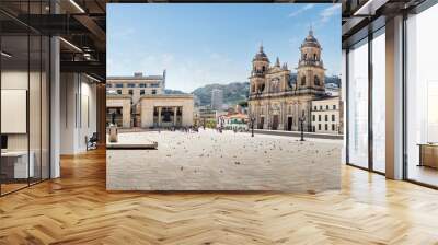 Panoramic view of Bolivar Square with the Cathedral and the Colombian Palace of Justice - Bogota, Colombia Wall mural