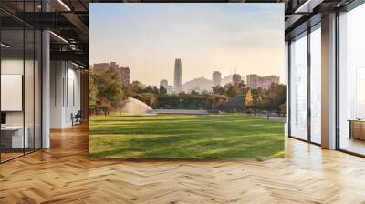 Panoramic view of Santiago skyline at Araucano Park - Santiago, Chile Wall mural