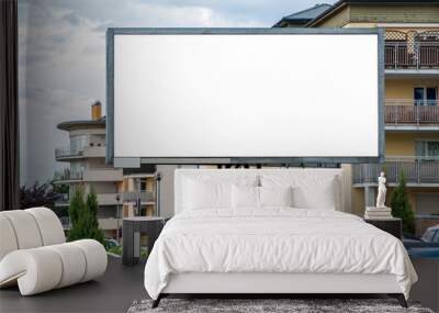 Blank white billboard for advertisement on the residential area Wall mural