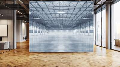 concrete floor inside industrial building. use as large factory, warehouse, storehouse, hangar or pl Wall mural