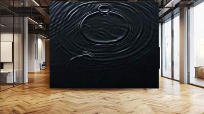 Black Water surface with gentle ripples and concentric rings, capturing the serene and refreshing essence of calm water Wall mural