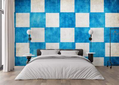 Blue and white checkered fabric in close-up, symbolizing Oktoberfest. Perfect for textile design or festival backgrounds. Wall mural