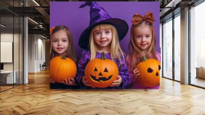 Children in bright Halloween costume Wall mural