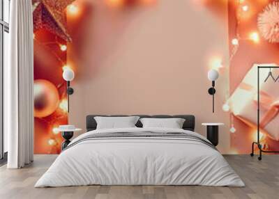 Christmas poster with space for text. New year banner festive border frame Wall mural