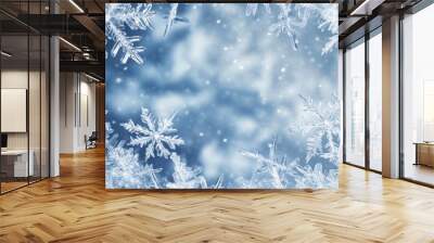 Frosty ice border background Wall mural