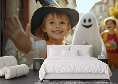 Group of children in Halloween costumes Wall mural