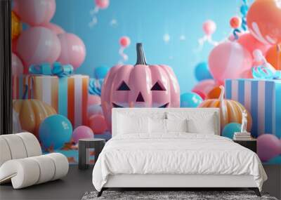 Halloween background with Pumpkin Wall mural