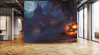 Halloween background with Pumpkin Wall mural