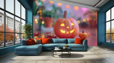 Halloween background with Pumpkin Wall mural