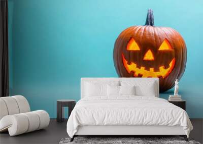 Halloween pumpkin scary jack o lantern holiday background Wall mural