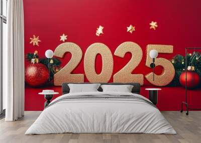 Happy New Year background and numbers 2025 year Wall mural