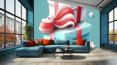 Merry christmas and happy new year festive background. Christmas 3d cartoon design. Bright greeting card, poster, banner. generative ai Wall mural