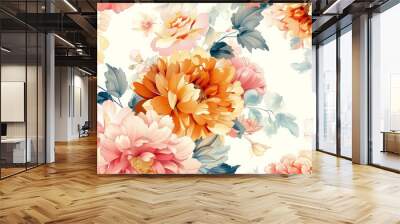 watercolor flowers background Wall mural