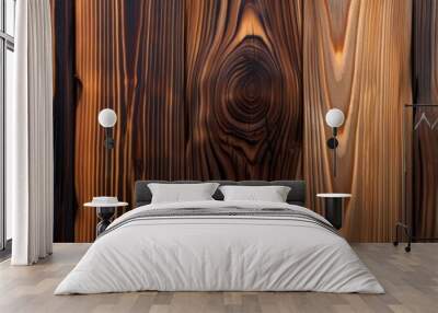 Wood background. Close-up of various textured wooden planks with distinct grains and patterns Wall mural