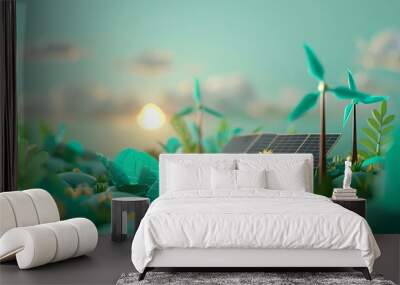 World Environment Day. concept ecological renewable green electricity Wall mural