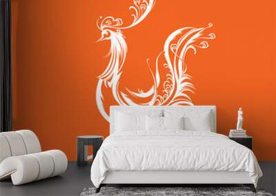 Fabulous bird silhouette. Hen. Wall mural