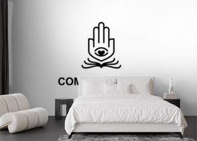 Hamsa hand abstract logo, five fingers of the hand with unique shape. Wall mural