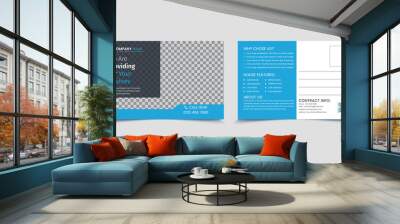 Real Estate Postcard Design Vector Template, Business Postcard Layout, Modern Postcard Design, and Business Template Wall mural