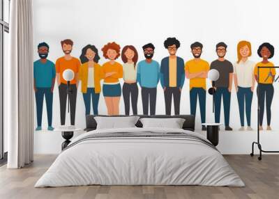 diversity group of happy people, group photo at a party or corporate event, file of isolated cutout object on white background, Generative AI Wall mural