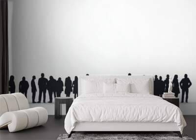 isolated, silhouette people stand in a group, crowd, Generative AI Wall mural