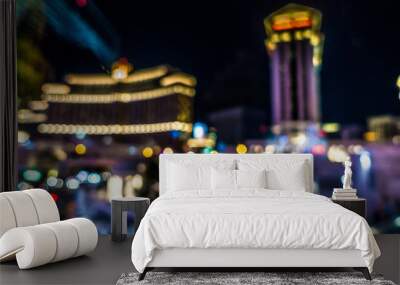 las vegas city streets and lights bokeh defocused effect Wall mural