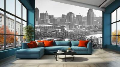 morning view of cinsinnati ohio downtown skyline Wall mural