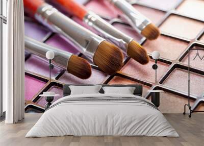 eye shadows palette and professional brushes Wall mural