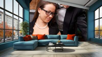 businessman and businesswoman Wall mural