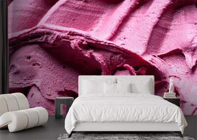 frozen black elderberry flavour gelato - full frame detail. close up of a pink surface texture of ic Wall mural