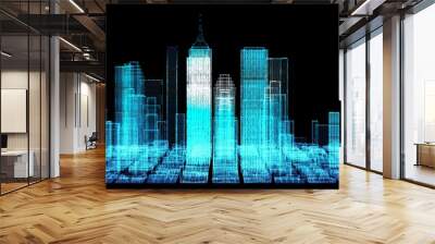 Digital mart world technology smart city 3D architecture building iot internet of thing artificial intelligence, security energy power tech futuristic background Wall mural