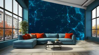 Digital technology cyberspace futuristic background, modern blue tech abstract design graphic neon light effect. Wall mural