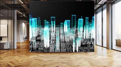 Smart city, power digital technology for future smart cities and business cities concept, 3D rendering simulation building. Wall mural