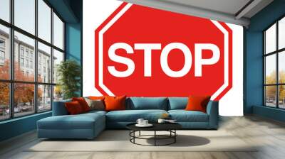 vector illustration of isolated red stop sign  Wall mural