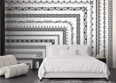 Corner border frame line pattern brushes 1 vector Wall mural