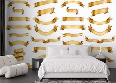 Golden Ribbon Banners Vector Collection Wall mural