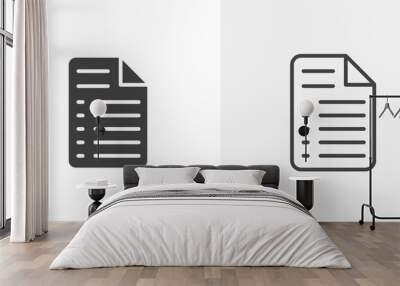 Document vector icon set in solid and outline style Wall mural