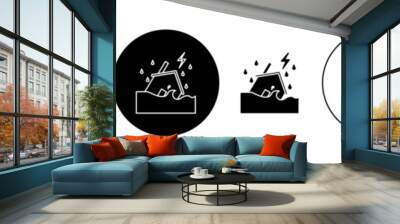 Flooded house vector icon set. River flood disaster icon for ui designs. Wall mural