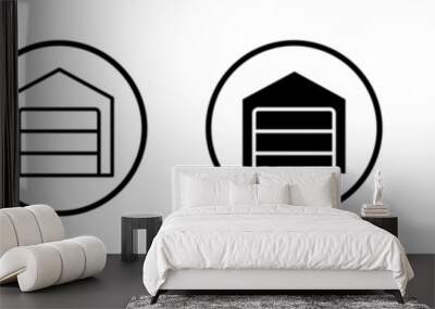 Garage icon set. Car parking vector symbol. Vehicle repair maintenance garage sign. Wall mural